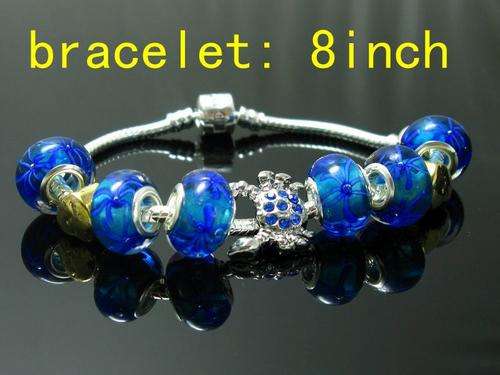 ***STUNNING*** Sterling Silver Pardora Bracelet with charms - blue